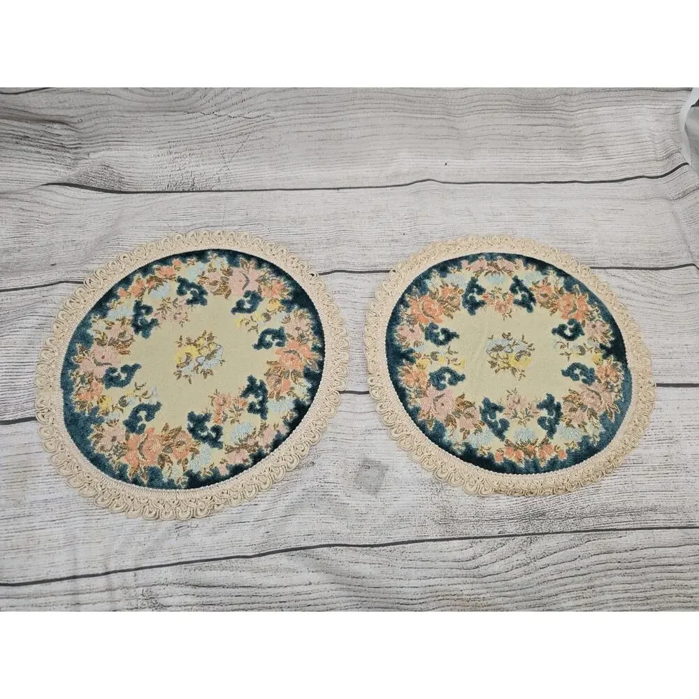 Vintage Embroided Laced Small Placemat Camelia Belgium